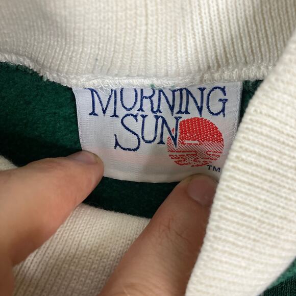 Vintage Birds Sweatshirt Womens Size L Green Cardinal Graphic Winter Crewneck - Picture 4 of 10